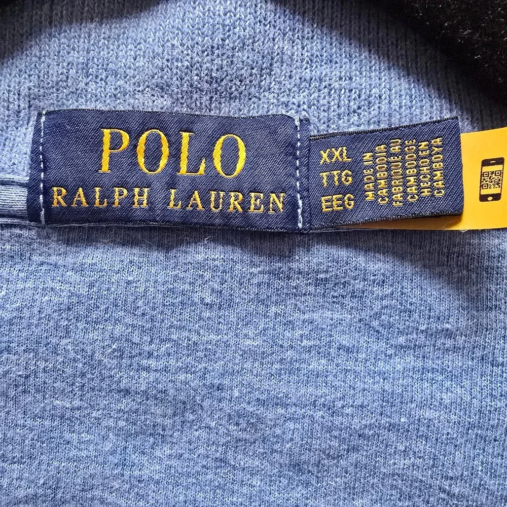 Polo‎ Ralph Lauren Mens XXL Light Blue Cotton Quarter Zip Pullover Sweater Pony